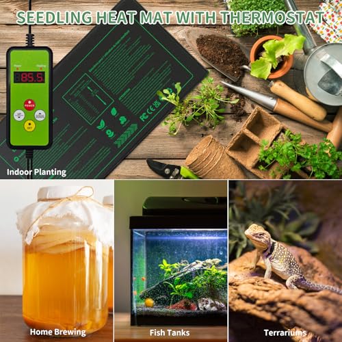 Seedling Heat Mat with Temperature Controller | Waterproof Heating Pads | Seed Germination Heating Mat 10 x 20.75 Inch - size: Seedling Heat Mat with Thermostat Digital