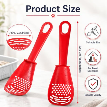 2 Pcs Hamster Sand Bath Scoop Hamsters Cage Accessories Sifter Shovel | Plastic Litter Scooper Small Animal Litter Scoop Red White Plastic Mesh Scooper for Chinchilla Bearded Dragon Gerbil Reptile