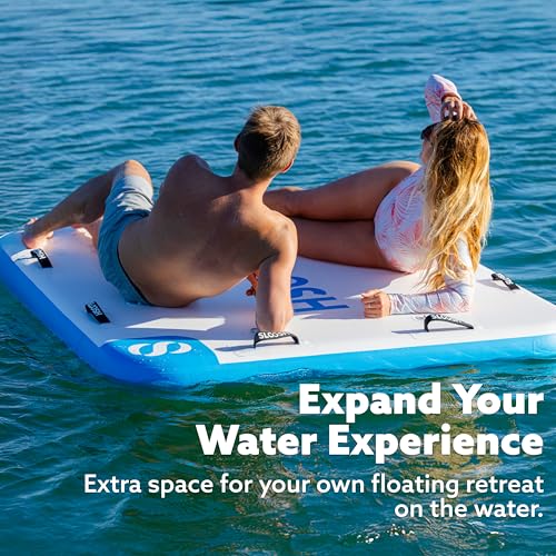 SLOOSH Inflatable Floating Dock, Inflatable Dock Floating Platform, Portable Air Dock Platform Fit for Pool, Lake, Beach with Non-Slip Surface - size: 6Ft X 5Ft