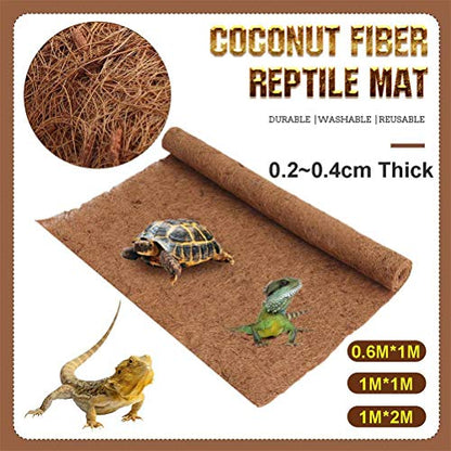 Ymiko Mat Coconut Fiber Coconut Fiber Reptile Mat for Turtles, Lizards & Snakes - Durable, Washable, Carpet 60x100cm - Perfect for Pet Health & Comfort (Brown)