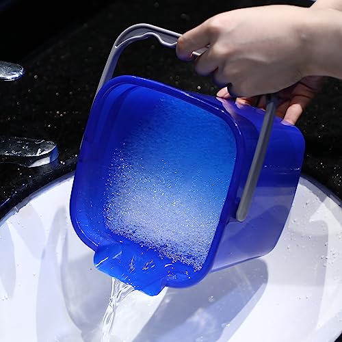 Roshtia 6 Pcs 3 Quart Sanitizing Cleaning Bucket Square, Dark Blue | Sanitation Bucket Samll Sanitizer Pails for Restaurant Commercial Kitchen Cleaning, Detergent Storage for Office School - color: Dark Blue