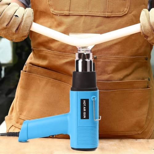 LDK Heat Gun 1200W 140℉~932℉ (60℃-500℃) Heavy Duty Hot Air Gun Kit Variable Temperature Control with 2 Temperature Settings 2 Nozzles for Crafts, Shrink Wrapping, Candle Making, Epoxy Resin - color: Blue