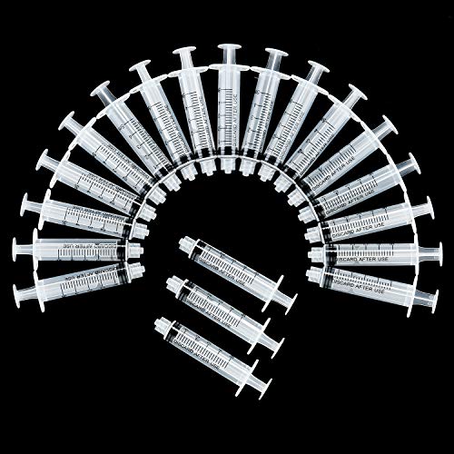 TecUnite 20 Pack Syringe Without Needle, Plastic Curved Syringes for Epoxy Resin, Craft, Feeding Pets Animals, Oil or Glue Applicator(5 ML) - size: 5 ML