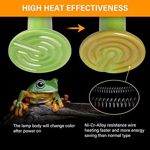 Simple Deluxe 150W 2-Pack Ceramic Heat Emitter Reptile Heat Bulb No Light, LCD Digital Aquarium Thermometer, for Reptile Amphibian, 2 Pack, Green - color: Green, size: 2 Pack