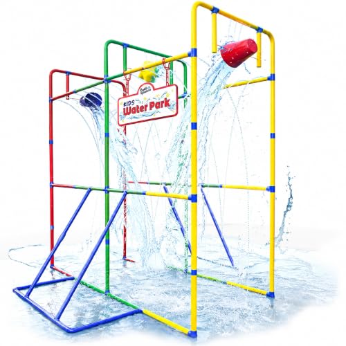 Backyard Waterpark with Splash Wheel, Dump Buckets for Kids Outdoor Water Play
