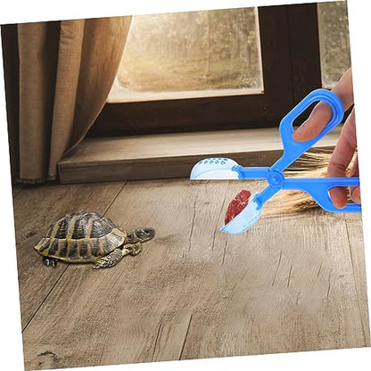 POPETPOP 3Pcs Pet Poop Clamp for Reptiles and Animals Durable Waste Picker Tool for Terrarium Lizards Frogs and Spiders Blue