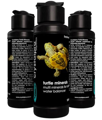 Crystalpro Turtle Minerals 4.22 Oz - Helps Grow a Better Shell and Improves General Health - Mineral Additive for Turtles- Aquarium Salt for Freshwater Tanks - Calcium for Turtle