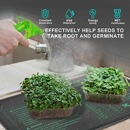 Seedling Heat Mat and Digital Thermostat Combo Set, MET-Certified Plants Heating Mat Warm Hydroponic,Germination, Indoor Gardening, Greenhouse - size: 10*20.75"- set