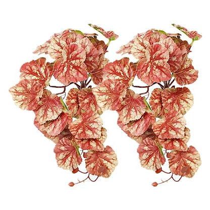 2Pack Pink Reptile Plants, Fake Heuchera Terrarium Hanging Suction | Tank Decor Fits Gecko Snake Tarantula Jumping Spider - color: E-fake Heuchera Micrantha Pink