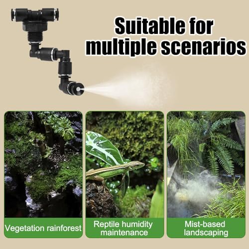 DONGKER Reptile Misting Nozzles,1/2PCS 360° Adjustable Reptile Mister Spray Nozzle Connect 1/4'' Tub for Rainforest GreenhouseTank Pet Cooling - color: 1PCS