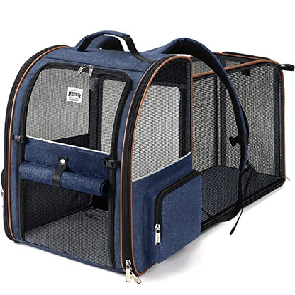 Large Cat Backpack Carrier Expandable Pet Carrier Backpack for Small Dogs Medium Cats Fit Up to 18 Lbs, Dog Backpack Carrier, Foldable Puppy Backpack Carrier for Travel, Hiking,Blue - color: Blue