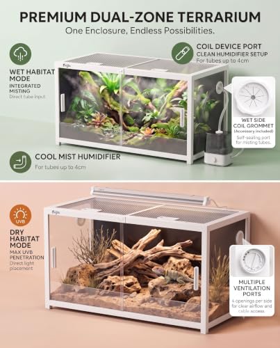 68 Gallon Reptile Tank, Snake Tank Reptile Enclosure Front Sliding Door | Stackable ventilation 68 Gallon ball python enclosure anti-escape locks and no-fingerprint handles humidify misting tubes - color: White, size: 68 Gallon