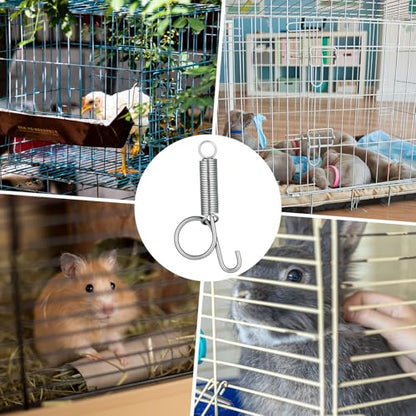 10 Pack Spring Cage Latch Door Spring Hook, Pet Door Latch Metal Finger Pet Cage Lock Wire Clips Rabbit Cages Accessories for Rabbit, Dog, Cat, Parrot, Guinea Pig, Small Animal Cages Doors (Large)