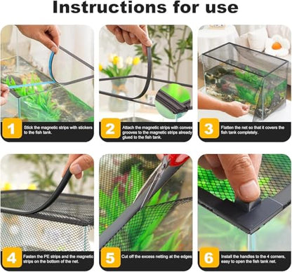 Fish Tank Lid Mesh Screen Netting, Mesh to Protect Jumping Out of Fish Tank, Adjustable Size for Aquarium Screen Top Cover - size: 45x30cm/17.72x11.81"
