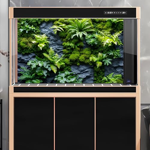 Rock Wall Reptile Habitat Background Greenery-Infused Room Vertical Moss Wall Terrarium Background Nature's Embrace Tropical Green Plants Fish Tank Background Moss Wall Aquarium Background 24x12in - color: Green, size: 24(W)x12(H)in