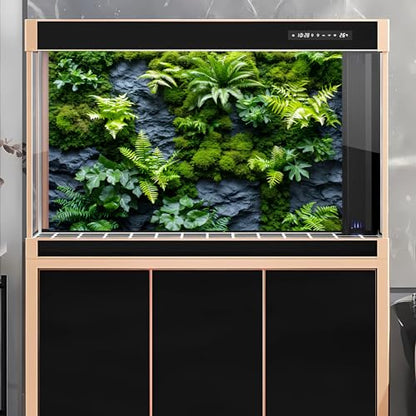 Rock Wall Reptile Habitat Background Greenery-Infused Room Vertical Moss Wall Terrarium Background Nature's Embrace Tropical Green Plants Fish Tank Background Moss Wall Aquarium Background 24x16in - color: Green, size: 24(W)x16(H)in