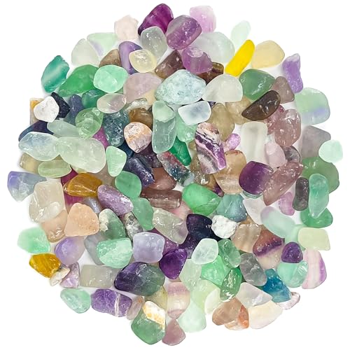 1.5LB Polished Fluorite Crystals Bulk，0.35-0.5 Inch Natural Tumbled Stones and Crystals Bulk for Aquarium Fish Tank DIY Crafts Vase Filler Plant Pot - color: Fluorite, size: 1.5lb