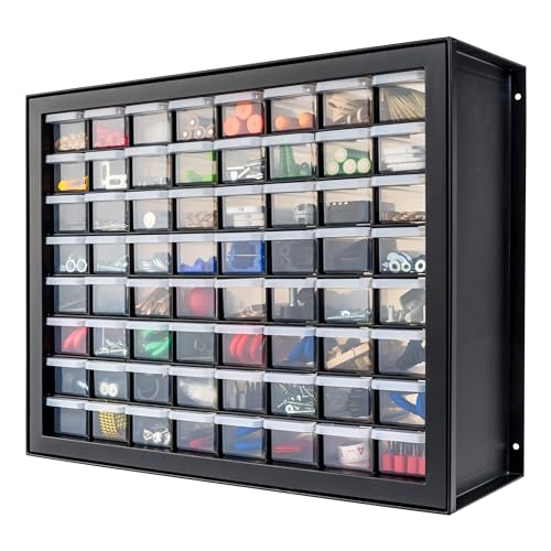 IRIS USA 64-Drawer Screw Organizer, Hardware Storage, Made in USA, Black | Wall mountable, Stackable, Building Bricks, Garage Tool Storage, Art & Craft Supplies, Beads, Gem Stones - color: Black, size: 64 Drawer