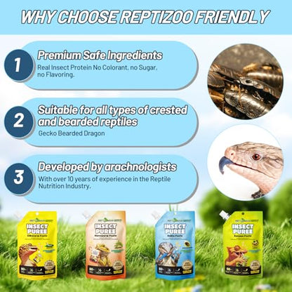 Crested Gecko Food Insect Puree, Dubia Paste Reptile Food Made with Fresh Insects Gecko Food Complete Diet 2.82oz