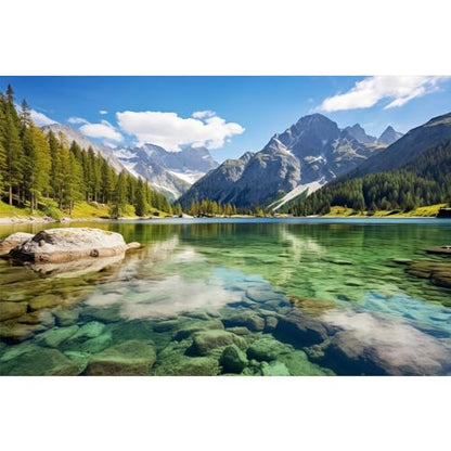 Mountain Lake Aquarium Background Pine Trees Ldyllic Landscape Fish Tank Background Serene Captivating Lake Reptile Tank Backgrounds Nature Majestic Mountains Reptile Enclosure Backgrounds 24x12in - color: Blue_Green, size: 24(W)x12(H)inches/ 60(W)*30cm(H