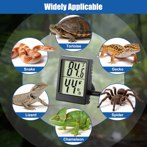 Reptile Thermometer Hygrometer LCD Digital Terrarium Thermometer and Humidity Gauge 2-in-1 Temperature and Humidity Monitor for Reptile Snake Tank Accessories Pet Rearing Box Bearded Dragon