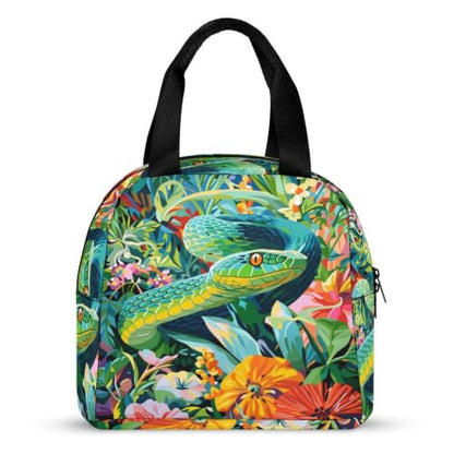 Green Snake Lunch Bag for Women Men | Insulated Lunch Box Leakproof Food Meal Containers Reusable Foldable 6L Capacity Lunch Tote Bags for Work Picnic Travel - color: style-19