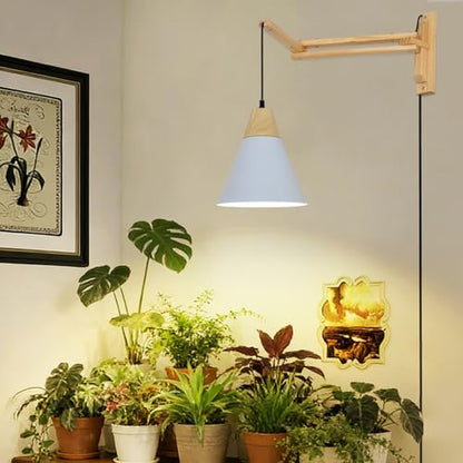 HMVPL Hanging Plant Light for Indoor Growing Full Spectrum, Grow Lights for Indoor Plants with 20W COB Grow Light Bulb, Wall Mounted Plant Light with Swing Arm, 4/8/12H Timer for Large Small Plant