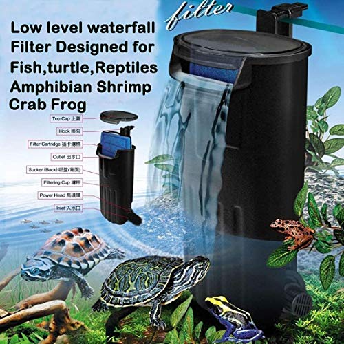 Turtle/Reptile Filter for 20 Gallon Tank, 5/10/30 Gallon etc, Ultra-Quiet Waterfall Filter for Shrimp Amphibian Frog Crab Aquarium