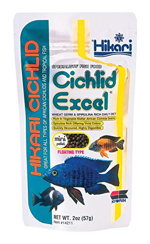 Hikari 2-Ounce Cichlid Excel Floating Pellets for Pets, Mini - color: Black, size: 2 Ounce (Pack of 1)
