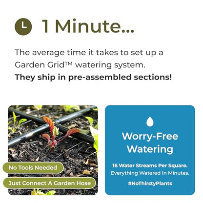 Garden Grid 2x6 | Garden Watering System for Raised Beds | Pre-Assembled | 1-Min Setup Garden Irrigation Kit; Full-Coverage, No Dry Spots; USA-Made; Lasts Years Longer Than Drip Irrigation, 22.5x66" - size: 2x6, style: Standard