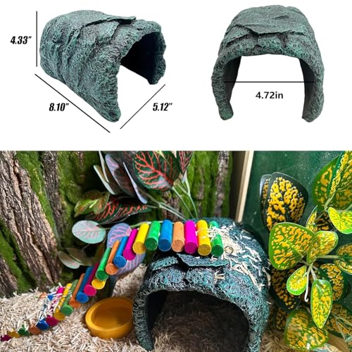 Reptile Rock Hide Cave Large Terrarium Habitat Decor Rock Turtle Hide Tortoise Aquarium Hideout for Lizards Snake Amphibians Fish - style: STYLE-B