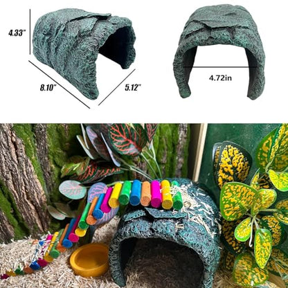 Reptile Rock Hide Cave Large Terrarium Habitat Decor Rock Turtle Hide Tortoise Aquarium Hideout for Lizards Snake Amphibians Fish - style: STYLE-B