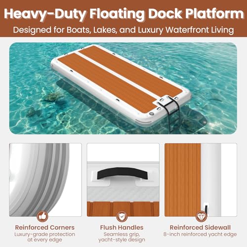 15'x6.5' Floating Inflatable Dock with 5mm EVA Anti-Slip Mat, Quick Inflation/Deflation, Supports Up to 15 People, Ideal for Lakes, Pools, and Oceans