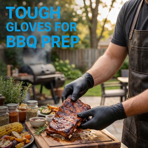 HEAVY DUTY 6 Mil Nitrile Black Gloves Disposable Latex Free Rubber Cooking Cleaning Food Prep Tattoo Gloves 1000PCs - size: Small