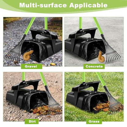 Pooper Scooper Swivel Bin & Rake with 50 Waste Bags, 38" Long Adjustable Handle Dog Poop Scooper for Yard Large Medium Small Dog, Easy to Clean Pet Waste Use on Grass, Dirt, Concrete or Gravel