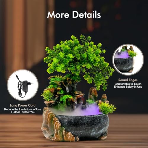 Gdrasuya10 Atomizing Rockery Water Fountain Desktop Chinese Fengshui LED Lamp Waterfall Water Sound Indoor Office Home - color: Style 3