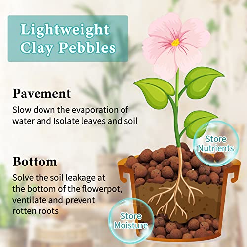 15LB Leca Clay Pebbles for Plants 4mm-16mm Clay Balls for Hydroponic | Drainage, Reusable, Aeration, Moisture Retention, Lightweight, Natural Leca for Orchids, Succulents, Terrariums, Aquaponics - size: 15LB
