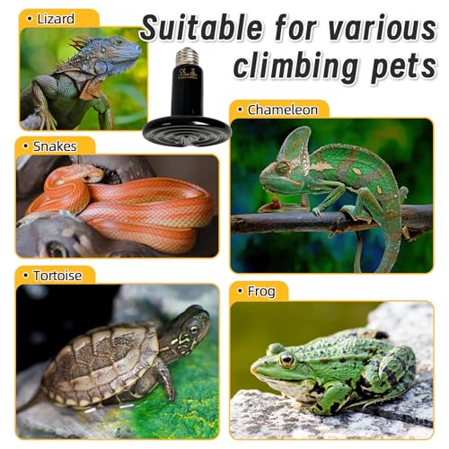 150W Ceramic Heat Lamp,Reptile Heat emitter E26 No Light Night Heat Bulb for Turtle, Tank,Lizard, Snake, Amphibians, Pet Brooder Coop Chicken
