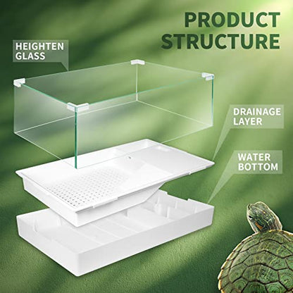 BETAZOOER Small GlassTurtle Tank Water Filter Reptile 15.7"×11.8"×10" - size: Small(Glass)