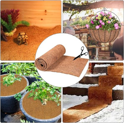 16 x 80 Inch Coconut Fiber Liners for Planter Window Box Flower Basket, Natural Coco Coir Sheet Coco Mats for Animal Pet Pad, Reptile Carpet, Garden Decoration - size: 16*80inch