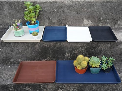 VUWEZ Plant Saucer Growing Tray, Seed Starter Tray Rectangular, Heavy Sturdy Plastic Plant Drainage Saucers, Plant Drip Trays for Pots, Seed Starter Growing Trays (11 x 9 inch, 2 Pack) - color: Black, size: 11'' x 9'' x 1.2'' (2 pack)