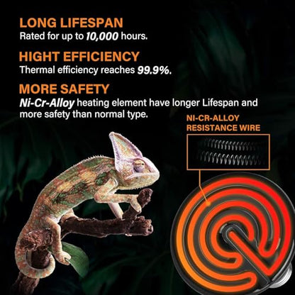Simple Deluxe 150W Ceramic Heat Emitter Reptile Heat Lamp with Digital-Thermometer, for Pet Brooder Coop Chicken, Dragon Turtle Lizard Snake Aquarium Tank - size: 150 Watts, style: Bulb *2+Thermometer