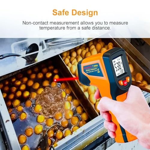 DEASOMIYE Infrared Thermometer Gun, -58°F~1112°F Laser Thermometer Temperature Gun, Non Contact IR Temp Gun with Adjustable Emissivity for Cooking,Griddle,HVAC,Fridge,Grill,Pizza Oven(Not for Human) - color: Orange