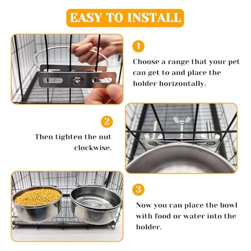 PINVNBY 2pcs Stainless Steel Bird Bowl Feeding Dish Cups for Parrot, Parakeet, African Greys, Conure, Cockatiels, Lovebird, Budgie, Chinchilla (L)