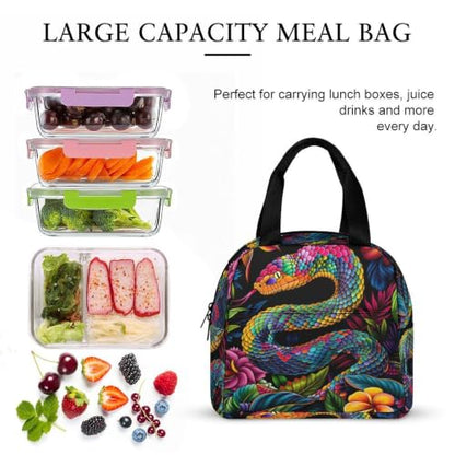 Vibrant Snake Lunch Bag for Women Men | Insulated Lunch Box Leakproof Food Meal Containers Reusable Foldable 6L Capacity Lunch Tote Bags for Work Picnic Travel - color: Style 1