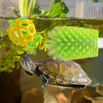 2 Pcs Turtle Tank Accessories - Turtle Brush with Suction Cup, Turtle Tank Decorations Turtle Aquarium Habitat Accessories