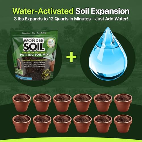 | Organic Potting Soil | 12 QUARTS of Ready to Plant Coco Coir Fully Loaded with Nutrients | 3 LBS Bag Expands to 12 Quarts of Indoor Outdoor Soil | Incl Worm Castings, Perlite