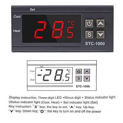 2Pcs STC-1000 Digital Temperature Controller 110-220V Thermostat Incubator Thermoregulator Relay Heating Cooling with Sensor Probe Cable - size: 110-220V