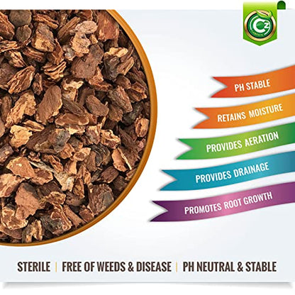 Orchid Potting Bark - Made in USA Premium Garden Soil Amendment Mix for Proper Root Development of Phalaenopsis, Cattleyas, Indoor/Outdoor Plants, Reptile Terrarium Bedding & More! (Mini Fir Bark)