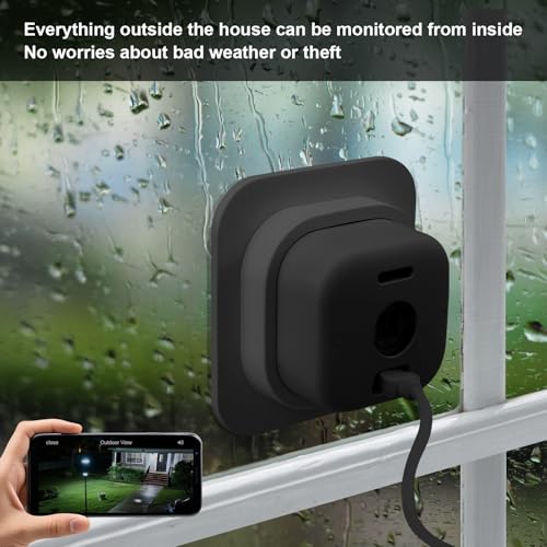2 Pack Window Mount Compatible with Blink Mini 2K+ Indoor Cam Only, Secured Camera Glass Wall Holder for Single Pane Glass Windows/Doors for Outside Security Monitoring,Black - color: Black-Mini 2K+